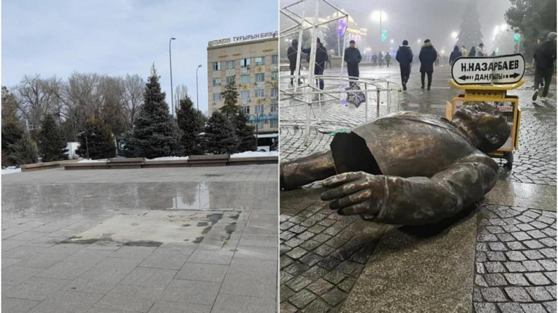 Nazarbaevtyń Taldyqorǵandaǵy eskertkishi turǵan tuǵyry joq bolyp ketken