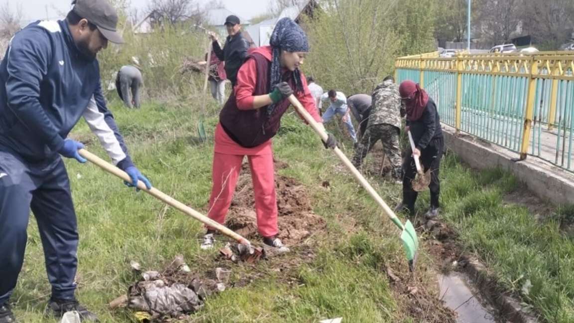 Төлебиде "Таза өлке" акциясы аясында арықтар тазартылды