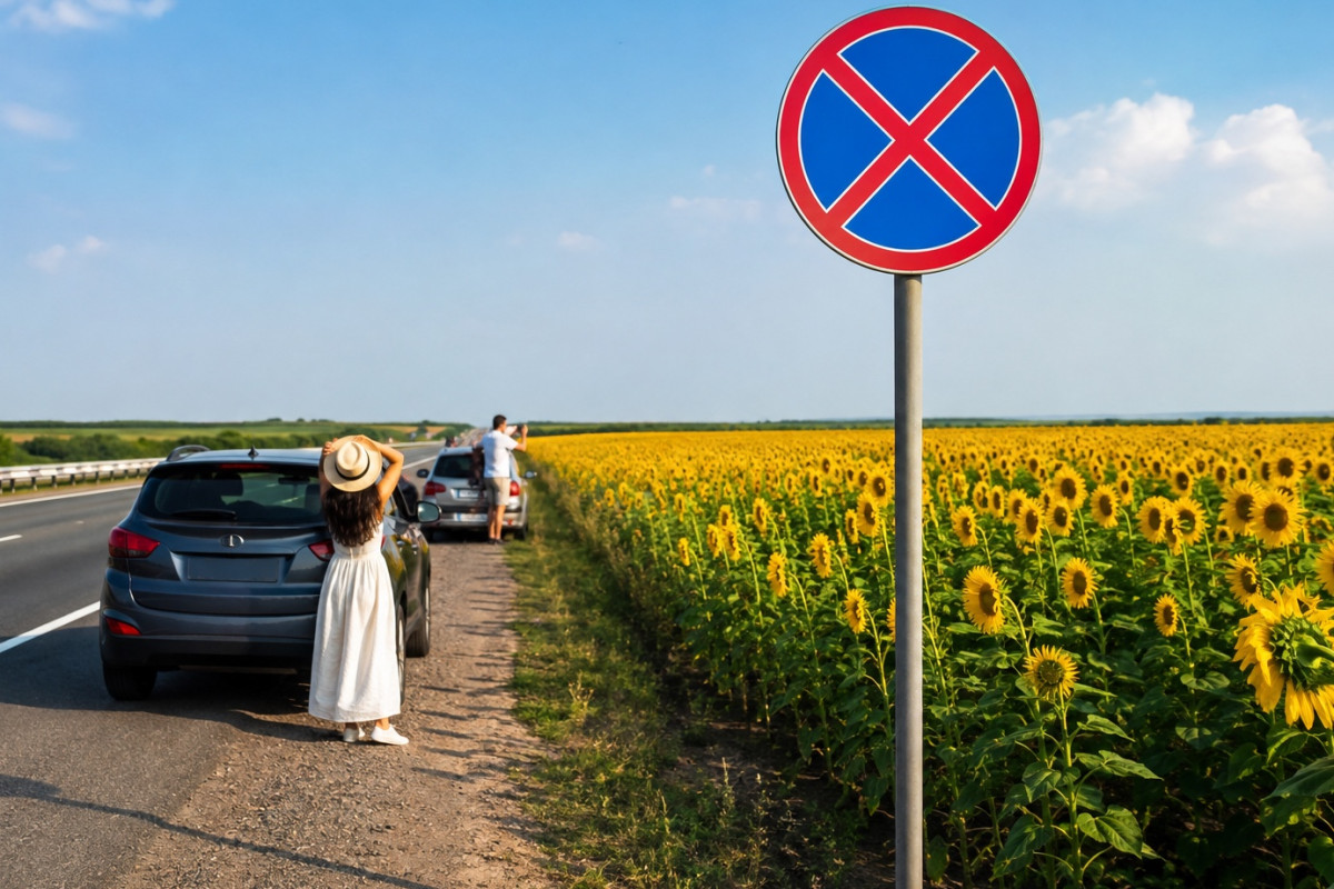 Елорда маңындағы күнбағыс алқабында суретке түскен жүргізушілерге айыппұл салынды