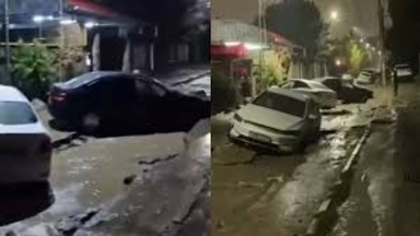 Алматыда нөсер жаңбыр Аманжол көшесін тағы да шайып кетті
