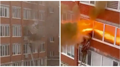 Оралда көпқабатты үйден өрт шығып, жарылыс болды