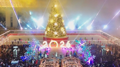 Алматыда жаңа жылдық шыршаның шамдары салтанатты түрде жағылды