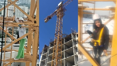 Биіктегі батылдық: кран тізгіндеген ана
