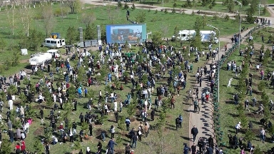 «Таза Қазақстан»: Қарағанды этнопаркіне 1500 ағаш егілді